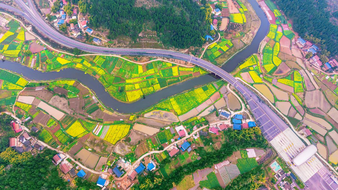 田园春色如画卷